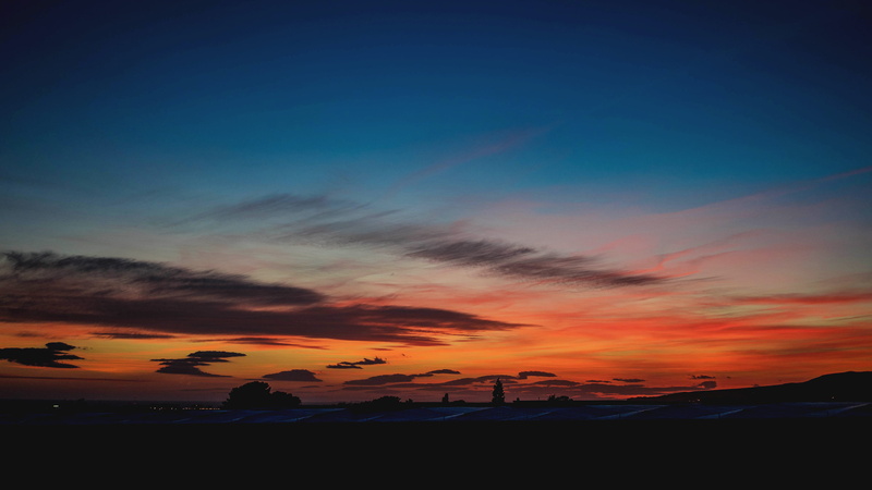 roquetas, orange color, tranquil scene, dramatic sky, spain, cloud - sky, no people, light, tranquility, cloud, beauty in nature, sunset, silhouette, blue