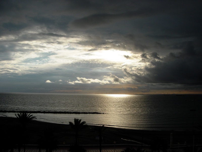 outdoors, beach, sun, tranquil scene, ominous, sea, zapillo, almeria, nature, beauty in nature, no people, idyllic, scenics - nature, tranquility, 1080P