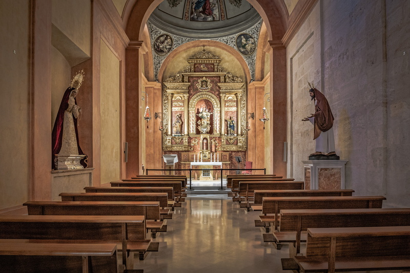 architecture, built structure, altar, history, almeria, 4K, sculpture, aisle, spain, indoors, pew, place of worship, ornate, seat, cathedral, no people