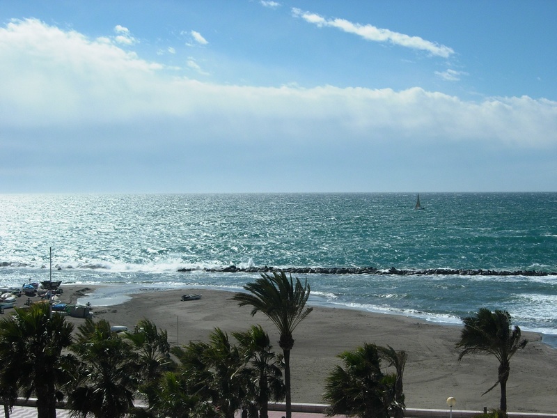 no people, sea, land, sky, palm tree, tree, 1080P, outdoors, nature, almeria, cloud - sky, zapillo, scenics - nature, beach, costa, tranquil scene, beauty in nature