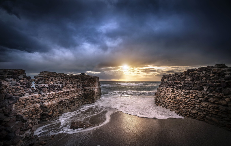 Las Entinas, Ejido, The sun goes down in Cabo de Gata, Andalusia, 1080P