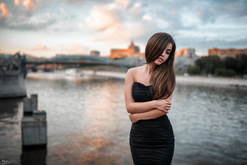 brunette, brown hair, face, focus on foreground, long hair, portrait, Georgy Chernyadyev, beautiful people, sky, beautiful woman, women, beauty, outdoors