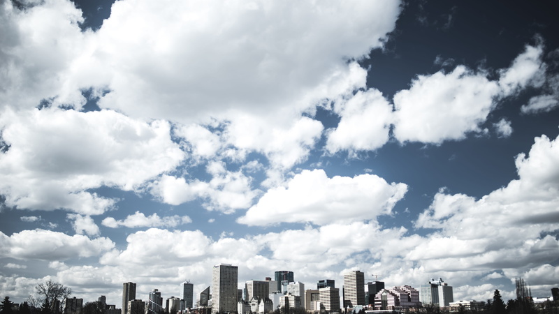 clouds, edmonton, canada, urban skyline, spire, skyscraper, no people, nature, financial district, sky, 5K, landscape, cloud - sky, day, building exterior