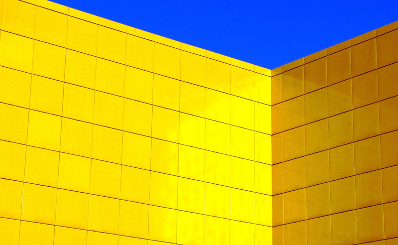 Colour, building, alberta, vibrant color, pattern, butterdome, building exterior, sunny, low angle view, sky, clear sky, Blue, outdoors, backgrounds, no people