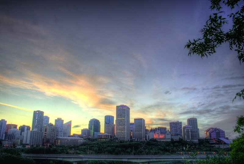 cityscape, city life, edmonton, office building exterior, 4K, lights, cities, clouds, evening, skyscrapers, nature, tree, tall - high, sky, outdoors, building exterior
