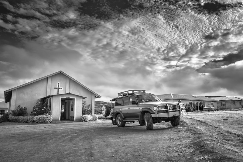 architecture, tanzania, truck, transportation, sunset, black and white, day, africa, outdoors, mode of transportation, city, bw, clouds, car, sky, hdr