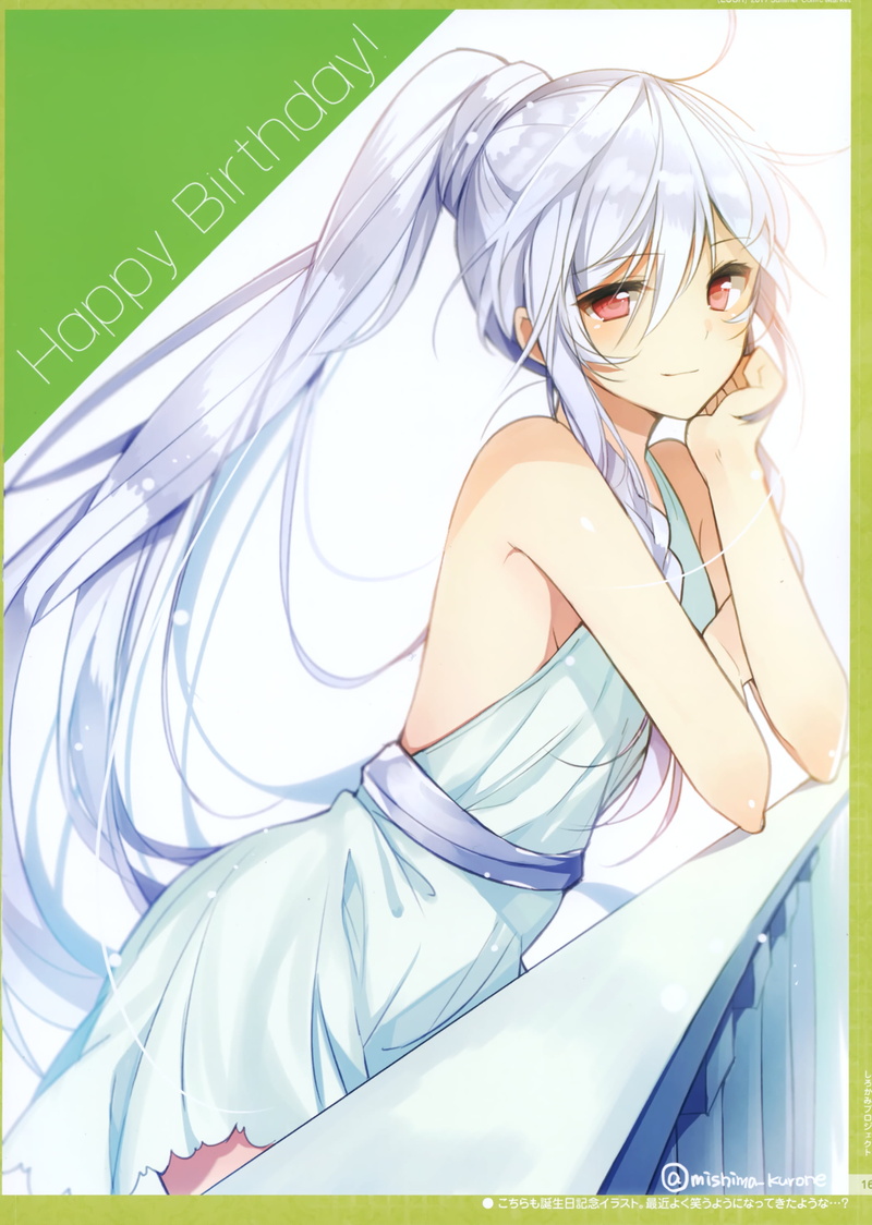 smiling, anime girls, 2K, Mishima Kurone, Tierra Azur, white hair, dress