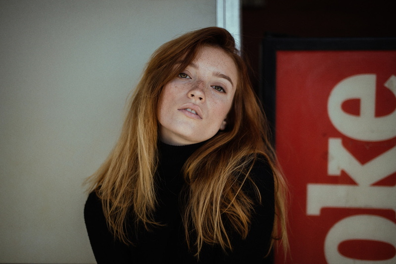 teenager, Coca-Cola, contemplation, hairstyle, looking at viewer, redhead, front view, young adult, beauty, long hair, young women, one person, hair, Hannah Rose Masi