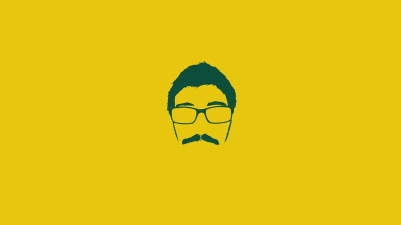 copy space, human body part, vector, man, Minimalism, fun, facial Expression, evil, 1080P, Face, art and craft, people, yellow background, indoors, eyeglasses