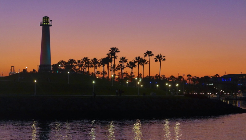 Sunset, beam, building exterior, twilight, blackness, darkness, tower, orange, tree, sky, Lighthouse, nature, built structure, Dark, ocean, shining, black