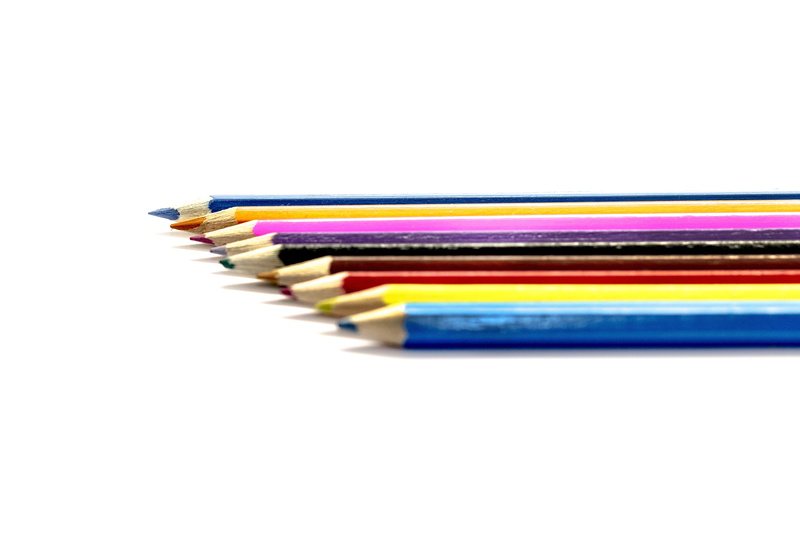 design, bright, color, spectrum, pencils, education, close-up, studio shot, large group of objects, blue, green, arrangement, palette, craft, art and craft equipment