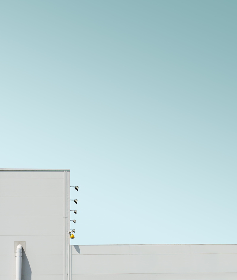 negative space, sunlight, low angle view, blue sky, geometric, clear sky, business, facade, urban, front, sky, corner, untitled, minimalism, communication