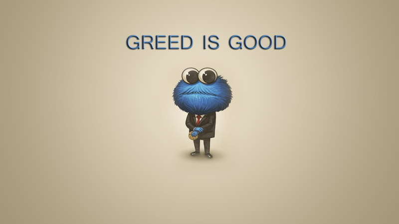 Cookie Monster, 1080P, minimalism, typography, Greed, simple background