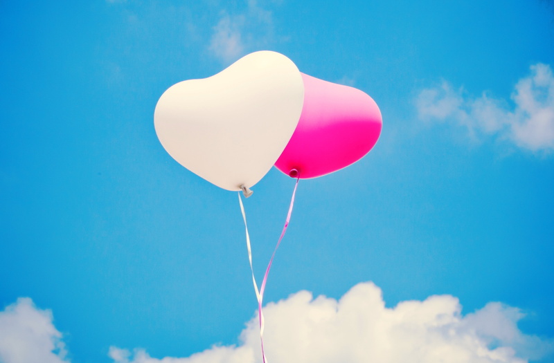 heart shape, yellow, helium balloon, white, love, wind, flying, vulnerability, joy, nature, helium, birthday, fragility, cloud - sky, sky, multi Colored