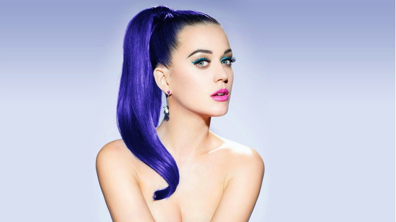 purple, beautiful people, hairstyle, one person, beautiful woman, blue hair, human body part, adult, beauty, Katy Perry, make-up, 720P, fashion, glamour