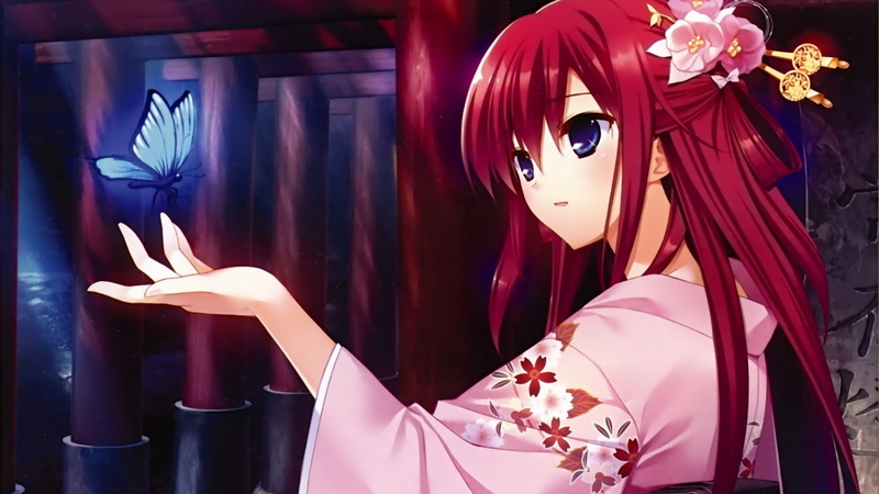 anime, redhead, visual novel, Grisaia no Kajitsu, 1080P, kimono, anime girls, Suou Amane
