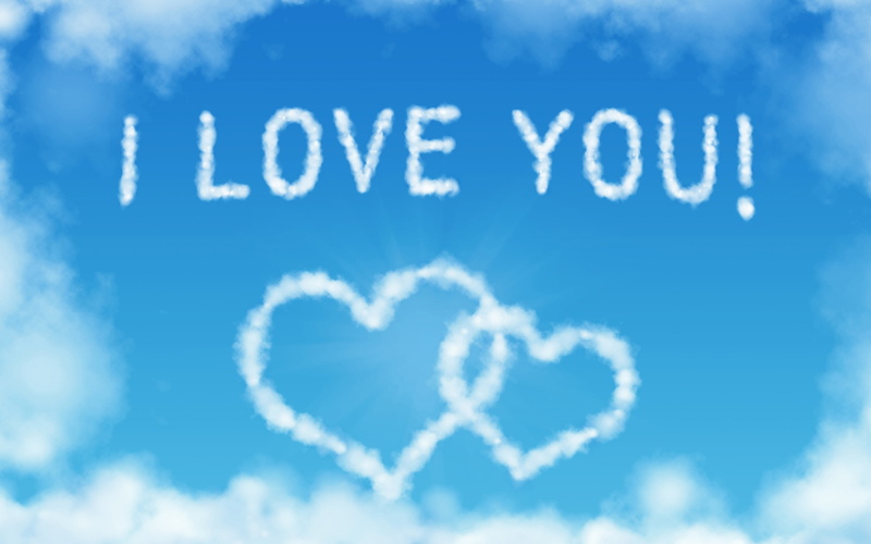 Blue, Heart, Clouds, 2K, Love, shaped, Sky