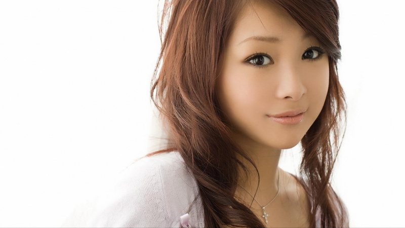 brown hair, young adult, Sora Aoi, smiling, looking at camera, studio shot, one person, hair, teenager, body part, eyeliner, fashion, human face, headshot
