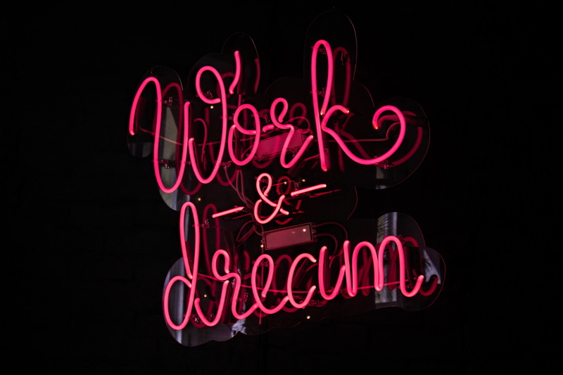 inscription, work, neon, dream, 5K, lights