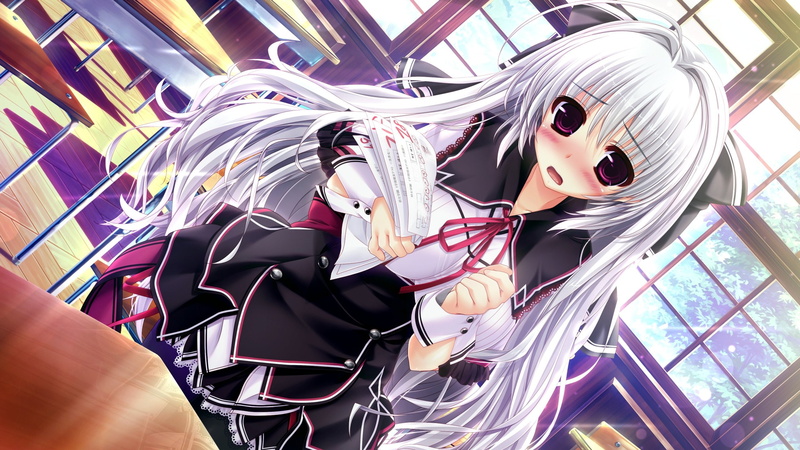 kaidou, white, long, hitoshi, blush, clochette, bow, sakigake, 2K, hair, ririko, oshiki, seifuku, game, generation