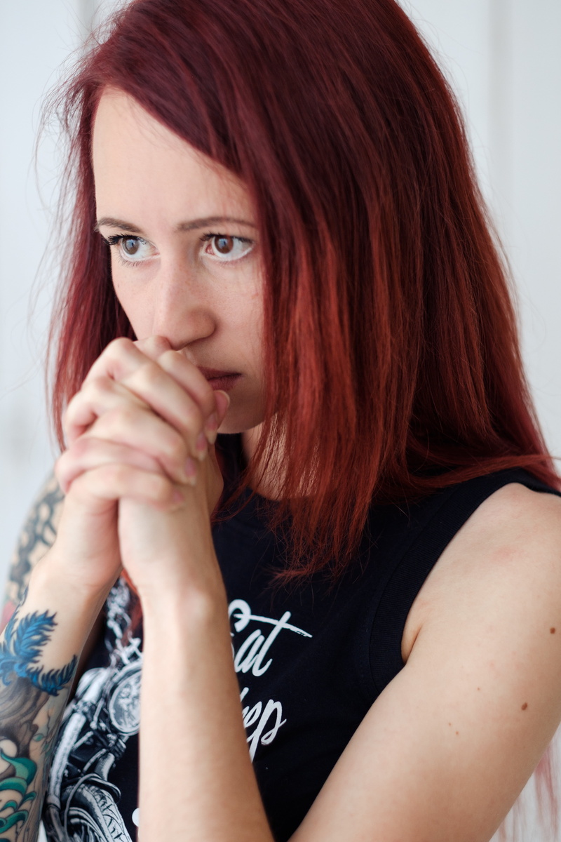 model, looking, people, girl, thoughtful, holdings, hair, emotions, black, adult, casual clothing, daytime, one Woman Only, women, hands, contemplation