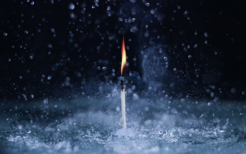 studio shot, black background, night, snow, water, white, blue, close-up, nature, backgrounds, motion, burning, indoors, matchstick, fire - Natural Phenomenon