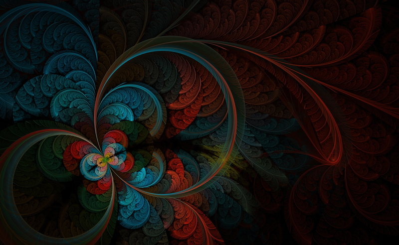 cyan, blue, nature, large group of objects, indoors, architecture, Artistic, Abstract, ornate, painting, fractal, red, creativity, pattern, no people, spiral