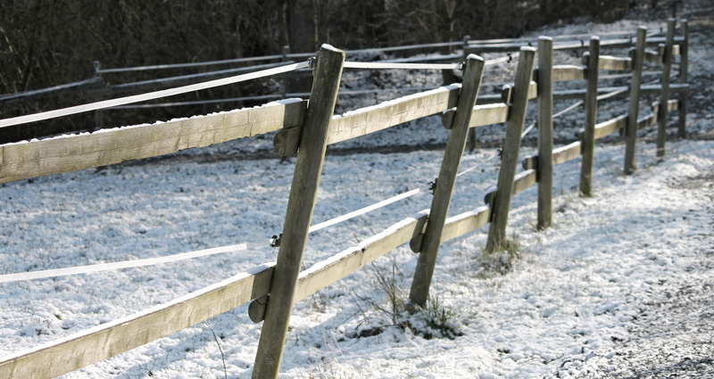 brown, farm, bridge, demarcation, built structure, insulator, day, winter impressions, nature, old, fence, frozen, barrier, pasture, cold, snowing, wintry
