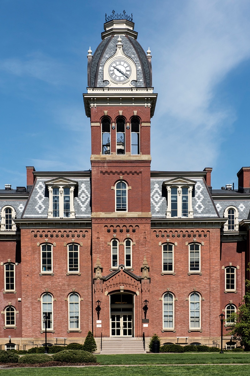 concrete, cathedral, built structure, nature, woodburn hall, universities, cloud - sky, clock tower, outdoors, the past, morgantown, architecture, landmark