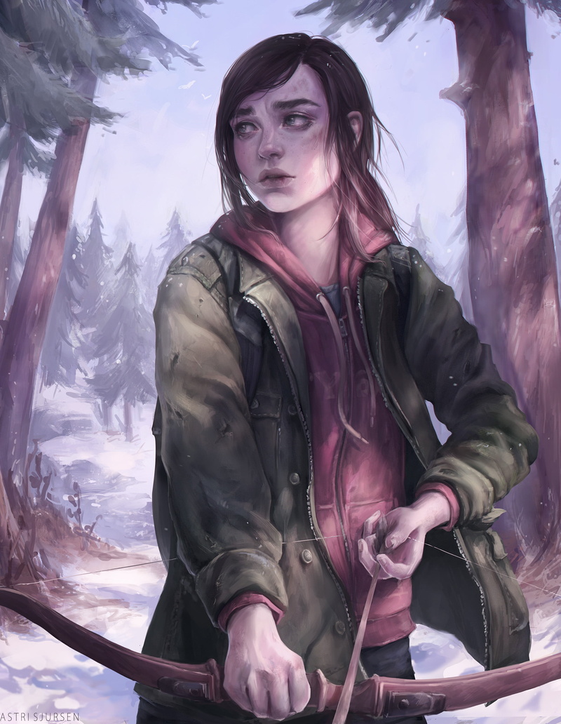 fan art, looking away, The Last of Us, digital art, video game art, bow and arrow, Ellie Williams, 1080P, video game characters, The Last of Us 2, artwork