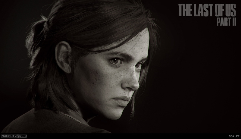 video games, artwork, Naughty Dog, 2K, The Last of Us 2, face, Ellie, sepia, video game art