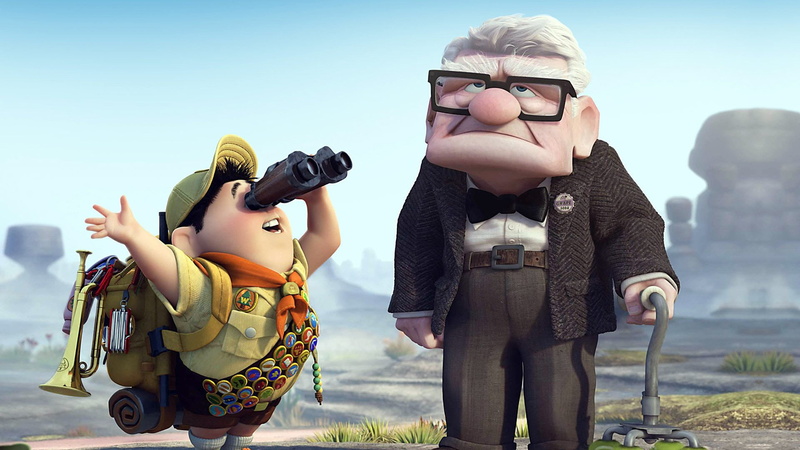 representation, lifestyles, security, Movie, front view, glasses, Carl Fredricksen, three quarter length, real people, nature, day, holding, sky, people