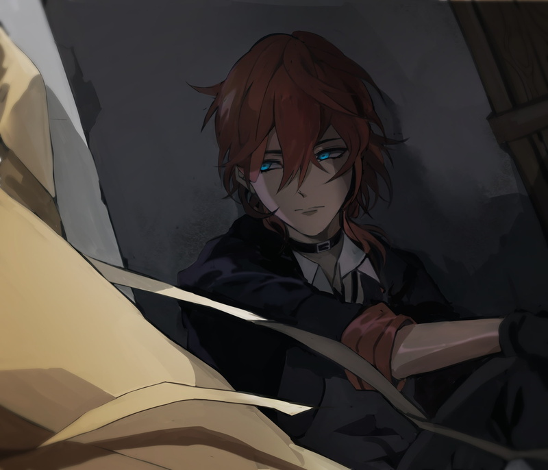 home interior, bungou stray dogs, young adult, real people, lifestyles, leisure activity, clothing, Anime, one person, costume, casual clothing, nakahara chuuya