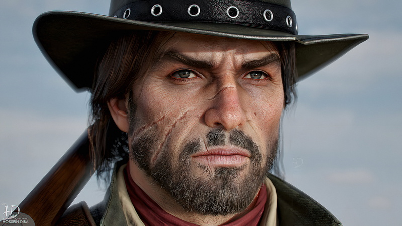 4K, Red Dead Redemption 2, 4K, CGI, Red Dead Redemption, 3D, men, John Marston