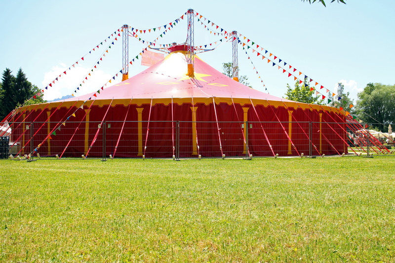 plant, circus, built structure, grass, carnival, meadow, tent, arts culture and entertainment, day, sunny, green color, no people, architecture, building exterior