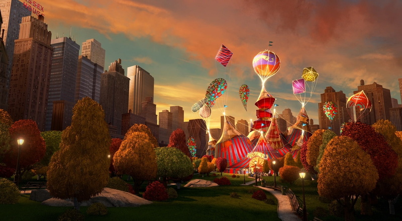 representation, built structure, 1080P, buildings, tree, no people, illustration, europe, balloons, architecture, sky, sunset, Wanted, decoration, Cartoons