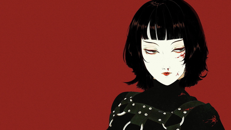 minimalism, anime, Vinne, 2K, red