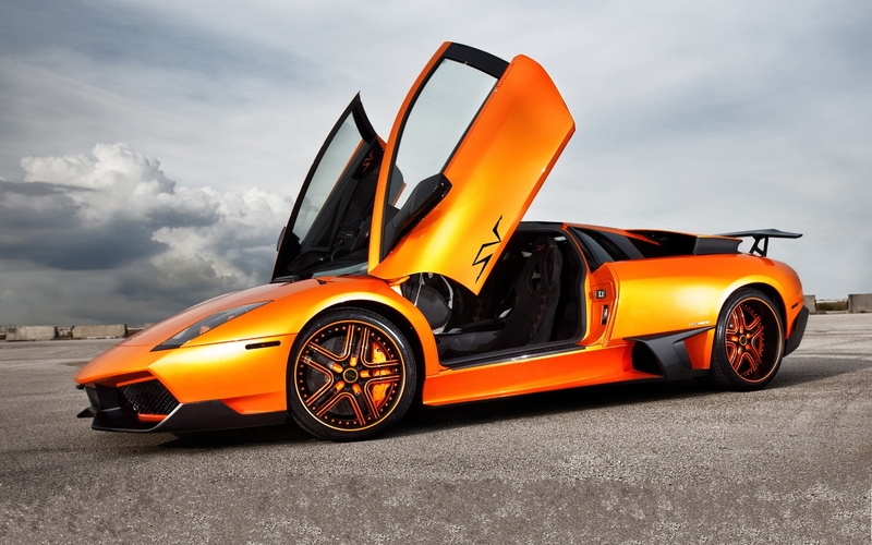 lp, 1080P, Supercar, Lamborghini, murcielago, sv, Orange