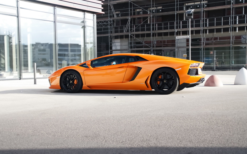 Lamborghini, lp, Orange, View, Side, aventador, 2K, Supercar