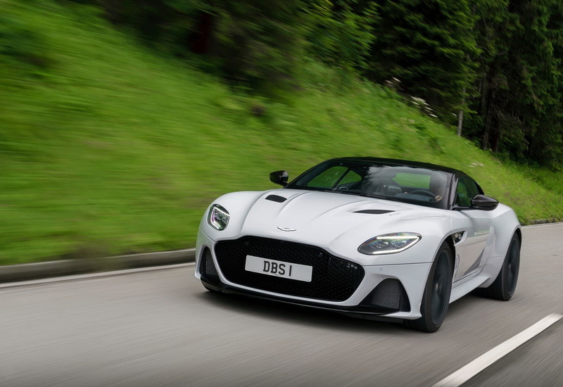 dbs, day, superleggera, aston, car, mode of transportation, stone, tree, speed, blurred motion, (2019), vehicle interior, road, green color, travel, transportation