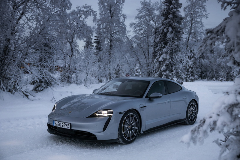 Sport Car, Porsche, Snow, Car, Porsche Taycan 4S, White Car, Vehicle, Winter, 4K