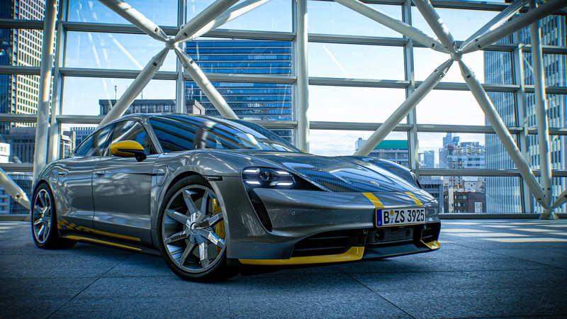 Porsche, 4K, silver, Gran Turismo Sport, Porsche Taycan Turbo S, Porsche Taycan, screen shot, grey, carbon fiber