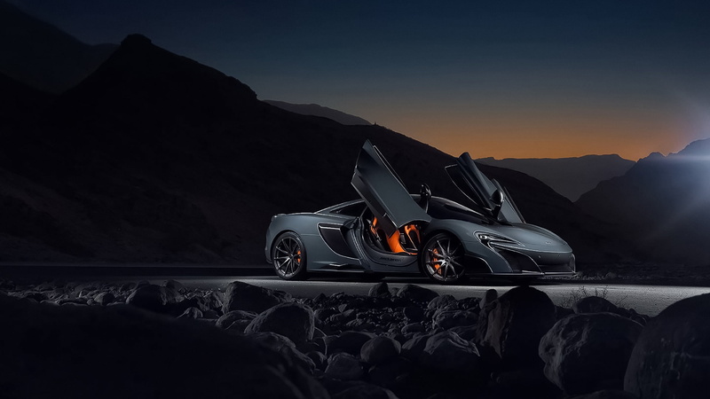 1080P, supercar, night, mclaren, mclaren 675lt, black car, sports car, darkness