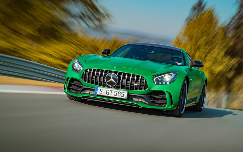 green color, retro styled, stationary, day, hd, blurred motion, speed, mercedes, no people, vintage car, 2K, car, text, road, focus on foreground, city
