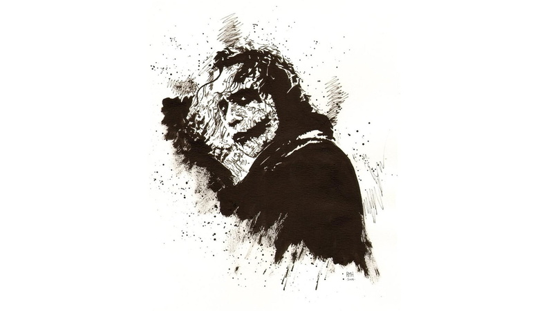 digital art, 1080P, Joker, Batman, white  background