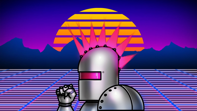 Sun, outdoors, metal, architecture, retro games, technology, multi colored, modern, no people, knight, purple, built structure, building exterior, nature
