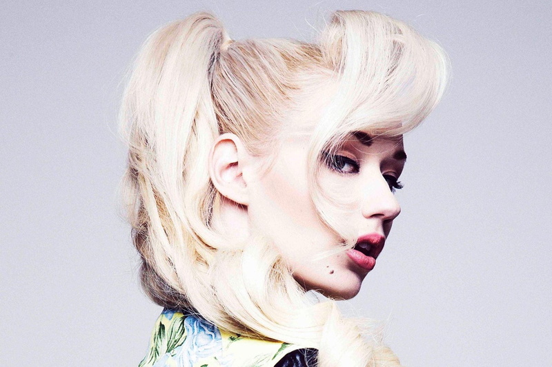 close-up, hip hop, child, human face, portrait, Iggy Azalea, studio shot, blond hair, mouth open, 1080P, young adult, face, side view, one person, profile view