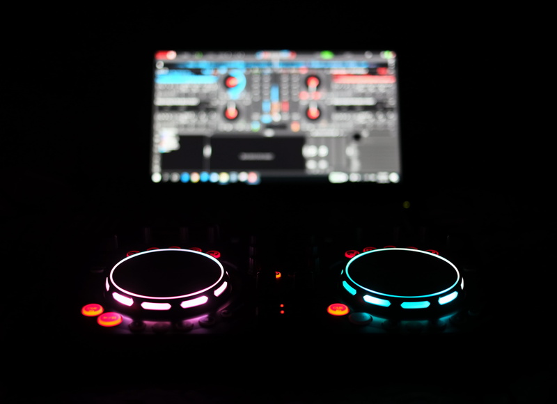illuminated, lighting equipment, multi colored, night, music, computer equipment, console, electronics, connection, turned, control, flat, close-up, technology