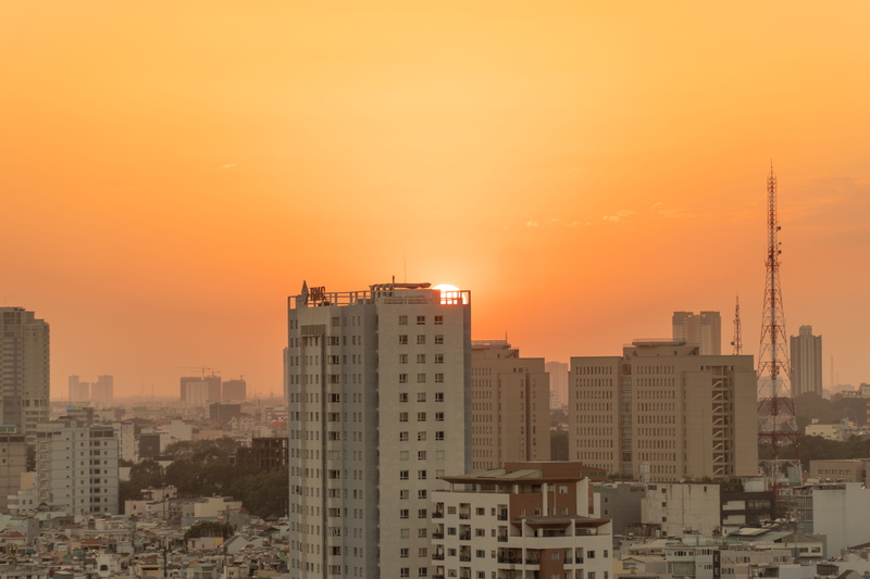 modern, culture, no people, sunset, outdoors, saigon, nature, city, orange color, light, cityscape, architecture, building exterior, apartment, asia, tower