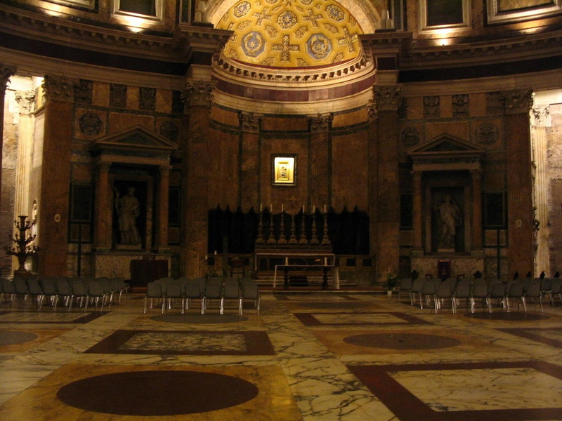 decorations, 1080P, pantheon, brown, marble, concrete, dome, animals, interior, floor, rome, building, beige